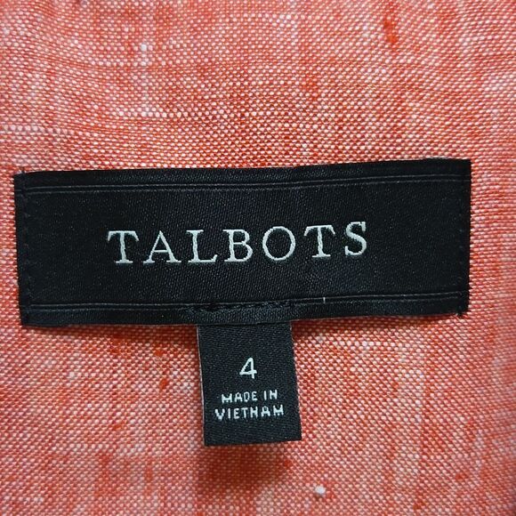 Talbots 100% Linen Blazer Jacket Size 4 Coral Coastal Quiet Luxury Career - Picture 6 of 12